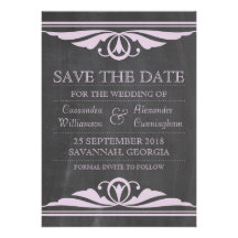Purple Deco Chalkboard Save the Date Invite