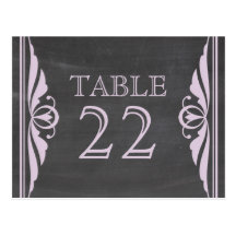 Purple Deco Chalkboard Table Number Postcard