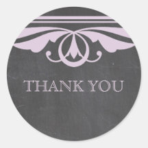 Purple Deco Chalkboard Thank You Stickers