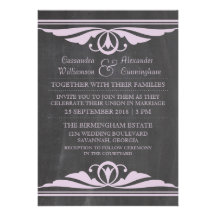 Purple Deco Chalkboard Wedding Invite