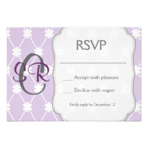 Purple diamond flower RSVP card