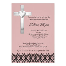 Purple Elegant Lace Baptism/Christening Invite