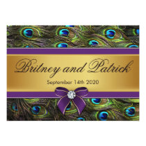 Purple & Gold Peacock Feather Wedding Invitations invitations