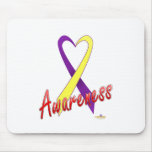 PurpleAndYellowHeartRibbonAwareness Tapis De Souris