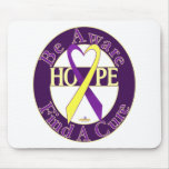 PurpleAndYellowHeartRibbonBeAwareFindCureDark Tapis De Souris