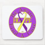 PurpleAndYellowHeartRibbonBeAwareFindCureLight Tapis De Souris