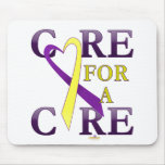 PurpleAndYellowHeartRibbonCareCureDark Tapis De Souris