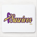 PurpleAndYellowHeartRibbonSurvivor Tapis De Souris