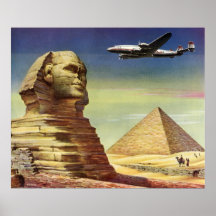 Pyramides vintages Egypte Gizeh de désert d'avion  Affiches