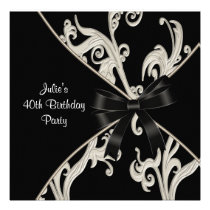 Quarantième fête d'anniversaire de la femme blanch invitations