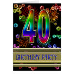 quarantième Invitation de fête d'anniversaire Cartes De Vœux