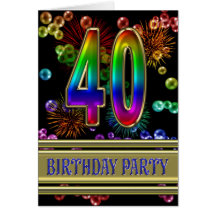 quarantième Invitation de fête d'anniversaire Cartes De Vœux
