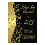 quarantième Invitation personnalisée de fête d'ann