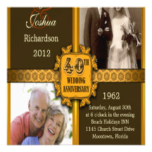 quarantième invitations d'anniversaire de mariage 