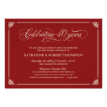 Quarantième invitations d'anniversaire de rubis fo