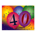 quarantième invitations de carte postale de fête d