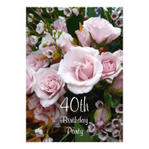 quarantième Roses Célébration-Roses d'anniversaire Invitations Personnalisées