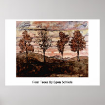 Quatre arbres par Egon Schiele Poster