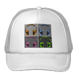 Quatre écouteurs graphiques casquettes