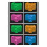 Quatre rétros appareils-photo colorés cartes de vœux