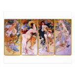Quatre saisons par Alphonse Mucha Carte Postale