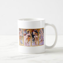 Quatre saisons par Alphonse Mucha Tasses À Café