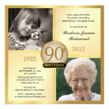 Quatre-vingt-dixième invitations d'anniversaire d'