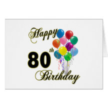 Quatre-vingtième cadeaux d'anniversaire et habille carte de vœux