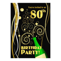 quatre-vingtième Fête d'anniversaire - amusement e Invitation