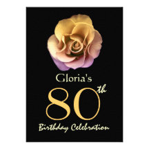 quatre-vingtième L'or sophistiqué de fête d'annive Invitations Personnalisées