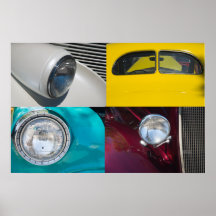 Quatre voitures vintages poster