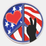 Quatrième de l'amour Etats-Unis de paix de juillet Autocollants