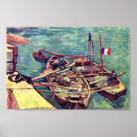 Quay avec les hommes déchargeant des péniches de s posters
