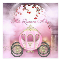 Quinceanera rose de princesse Carriage Enchanted Invitations Personnalisables