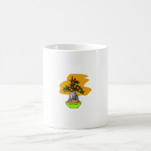 Racine au-dessus d'image de graphique de bonsaïs d tasse à café