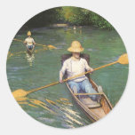 Rameurs par Caillebotte, art vintage d'impressioni Adhésif Rond
