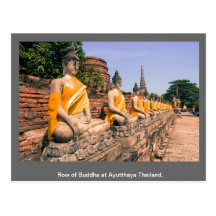 Rangée de Bouddha à Ayutthaya Thaïlande Cartes Postales