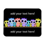 rangée mignonne des hiboux magnets rectangulaires