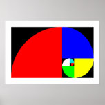 Rapport d'or, spirale de Fibonacci Affiche