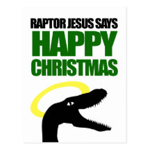 Raptor Jésus indique Noël heureux Carte Postale
