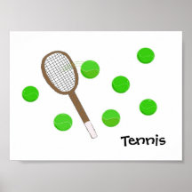 Raquette et balles de tennis de tennis affiches