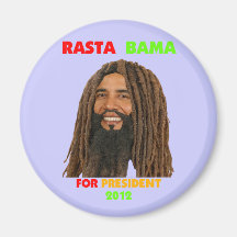 Rasta Bama, le Président Obama dans Dreadlocks Aimant Pour Réfrigérateur