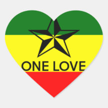 Rasta un autocollant en forme de coeur d'amour
