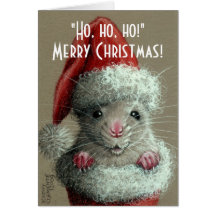 Rat dans la carte de Noël de bas de chapeau de Pèr