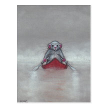 Rat dans le bateau en carte postale de brouillard