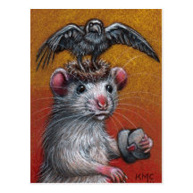 Rat en carte postale de chapeau de Raven
