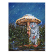 Rat sous la carte postale de champignon