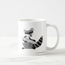 Raton laveur avec une règle à calcul tasse à café
