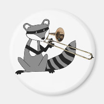 Raton laveur jouant le trombone aimant