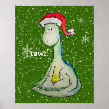 rawr !  Dinosaure de Noël Poster